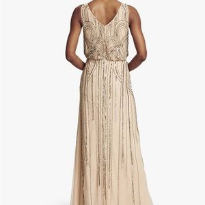Adrianna Papell Sleeveless Blouson Gown in Taupe Pink - Size 12